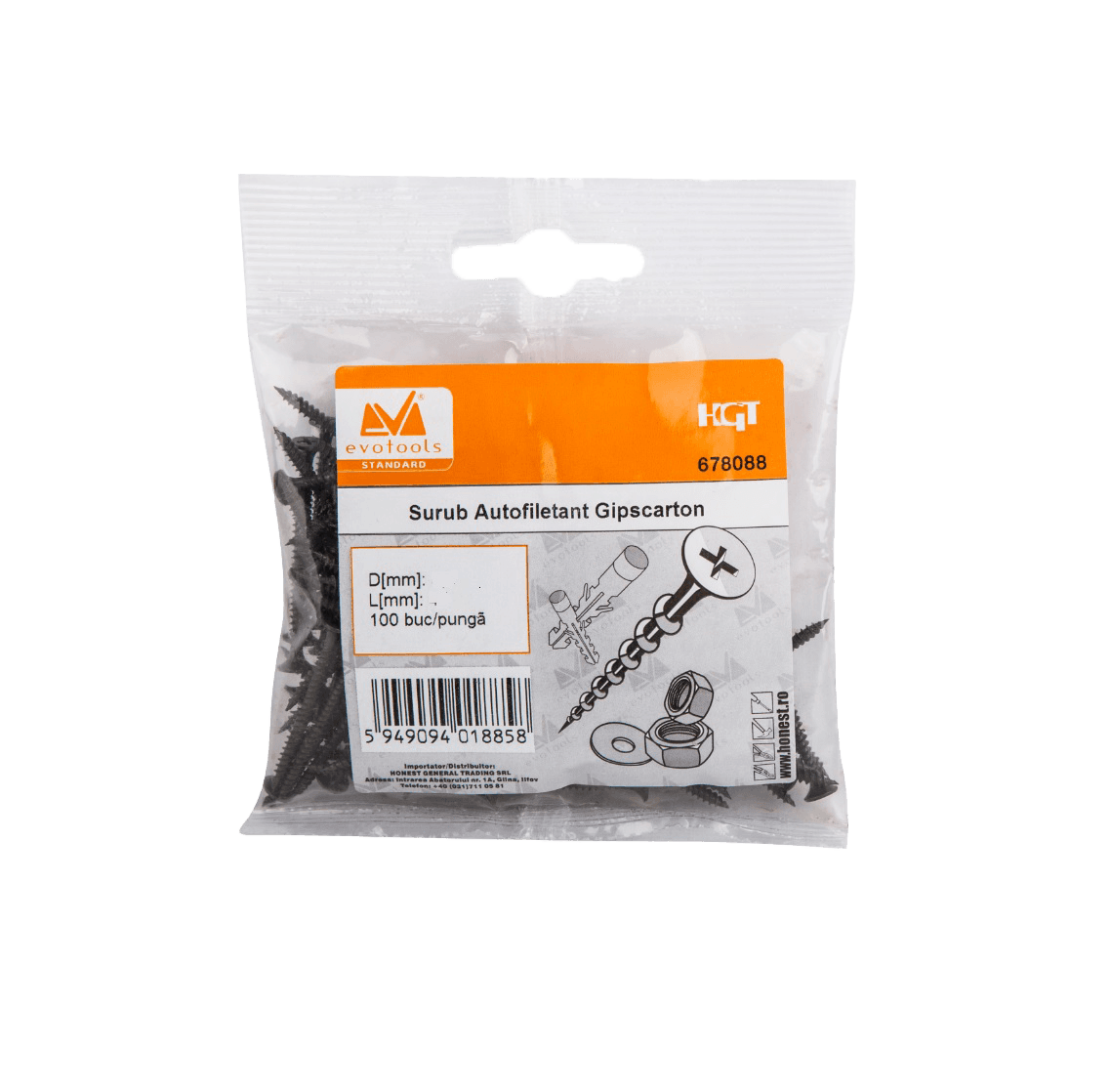 Șuruburi negrese autofiletante 3.5x35 / 45 / 55 mm – cap înecat PH2